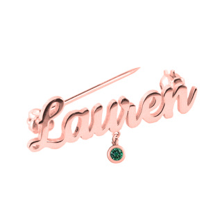 Sterling Silver Personalized Name& Birthstone Brooch for Women-43