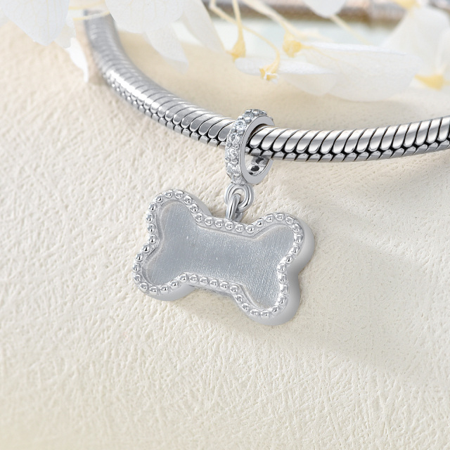 Charm personalizzato con foto e osso in argento sterling con zirconia cubica-4