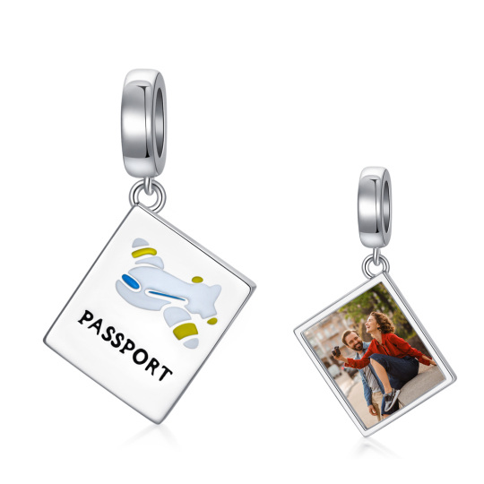 Charm penzolante in argento sterling con foto personalizzata