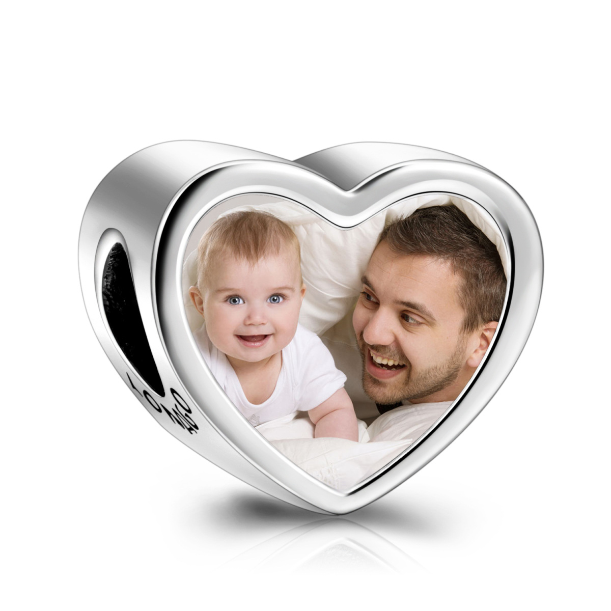 Sterling Silver Personalized Photo & Heart Bead Charm-3