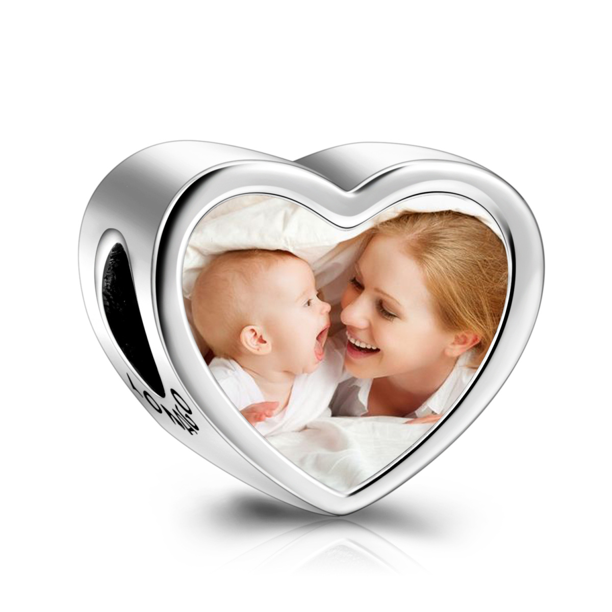 Sterling Silver Personalized Photo & Heart Bead Charm-4