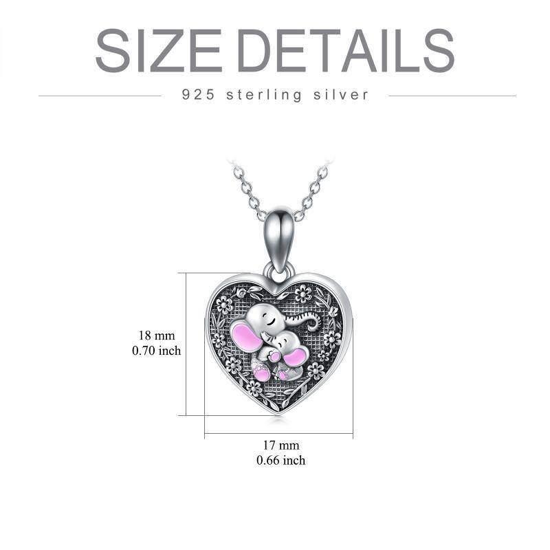 Collar con medallón de foto personalizado en forma de corazón de plata de ley con palabra grabada para mujer-3