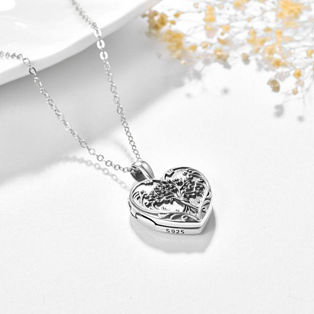 Collar con medallón con foto personalizado en plata de ley con forma de corazón personalizado-2