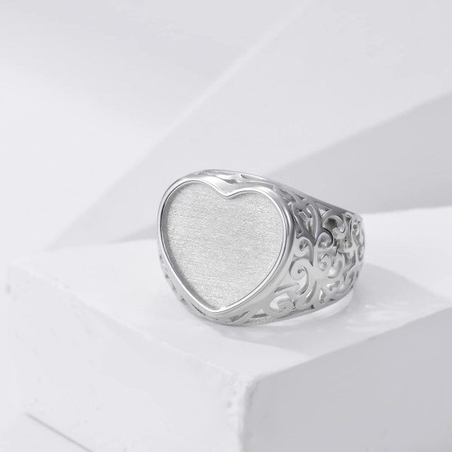 Anello in argento sterling con foto e cuore personalizzati-4