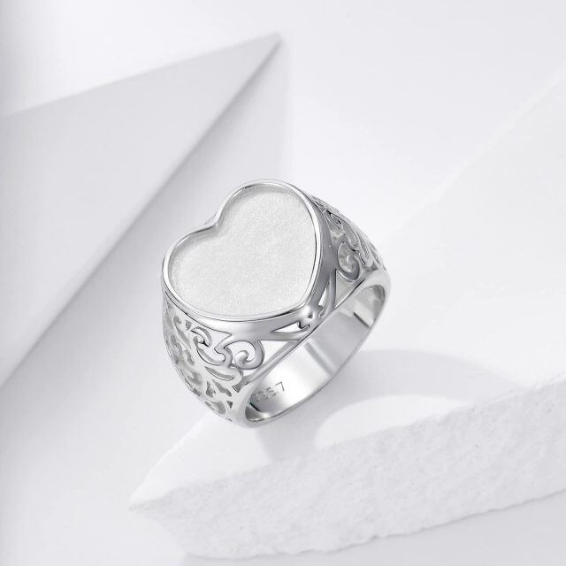 Anillo de plata de ley personalizado con foto y corazón-5