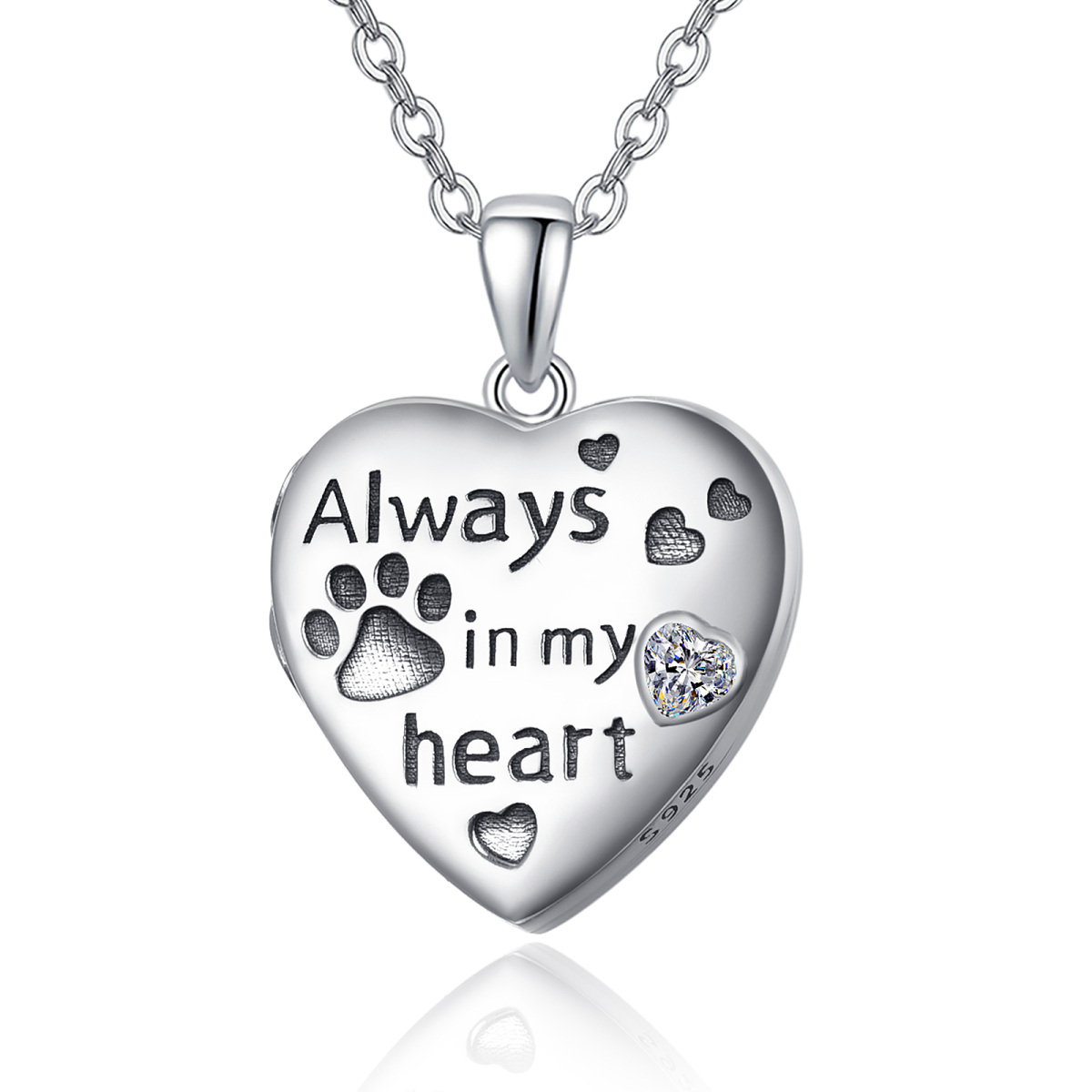 Sterling Silver Personalized Photo Locket Necklace With Engraved Word For Women-1