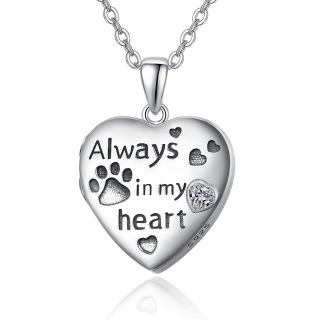 Sterling Silver Personalized Photo Locket Necklace With Engraved Word For Women-49