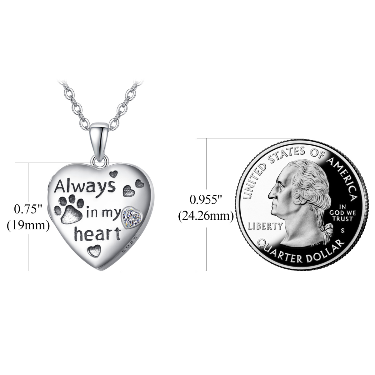 Sterling Silver Personalized Photo Locket Necklace With Engraved Word For Women-3