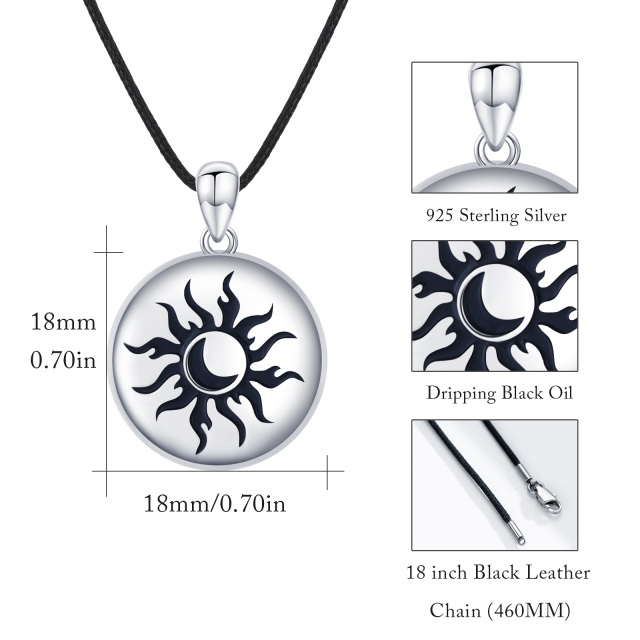 Collana con medaglione con foto personalizzata in argento sterling con luna e sole-5