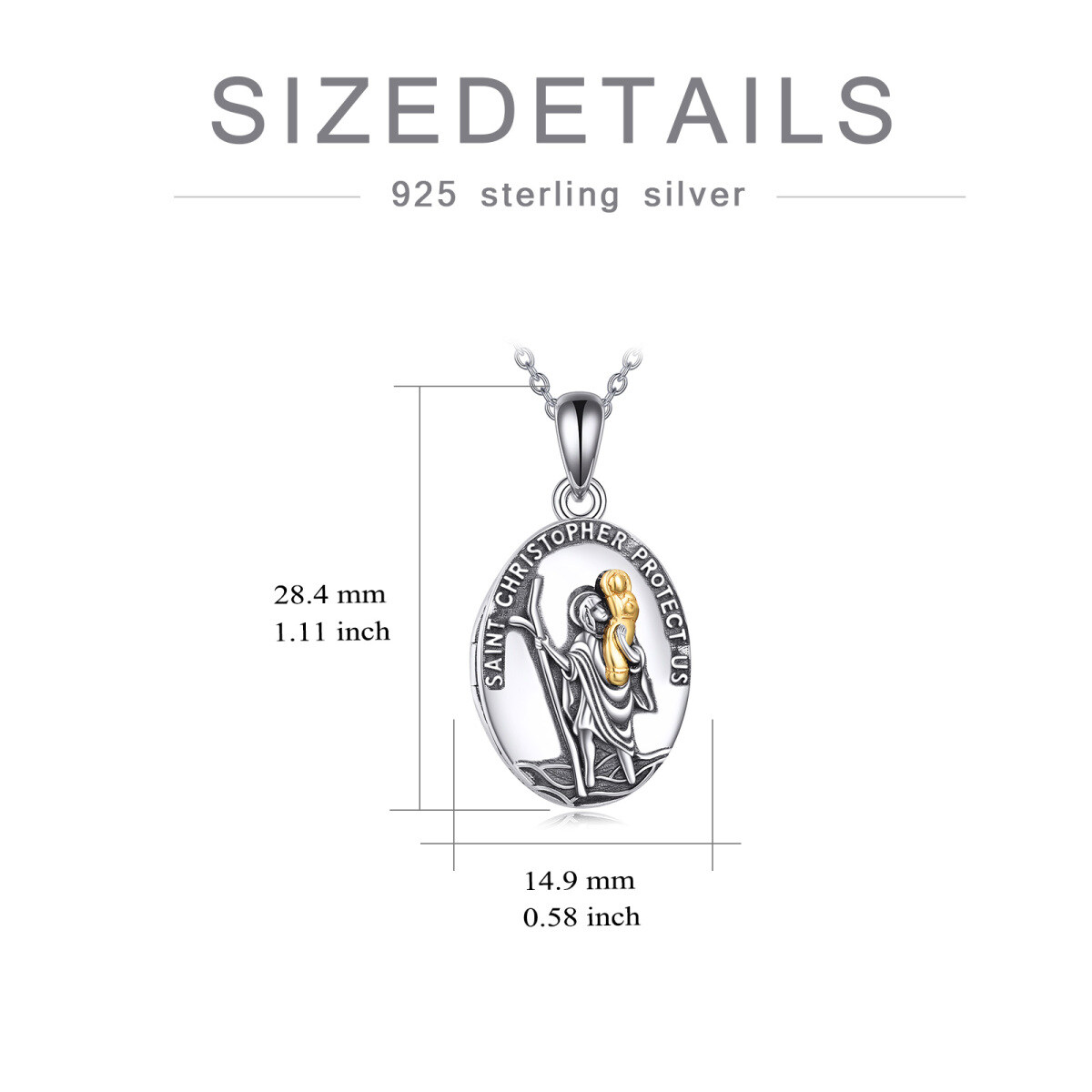 Colar com medalhão com foto personalizada em prata esterlina Saint Christopher para mulheres-4