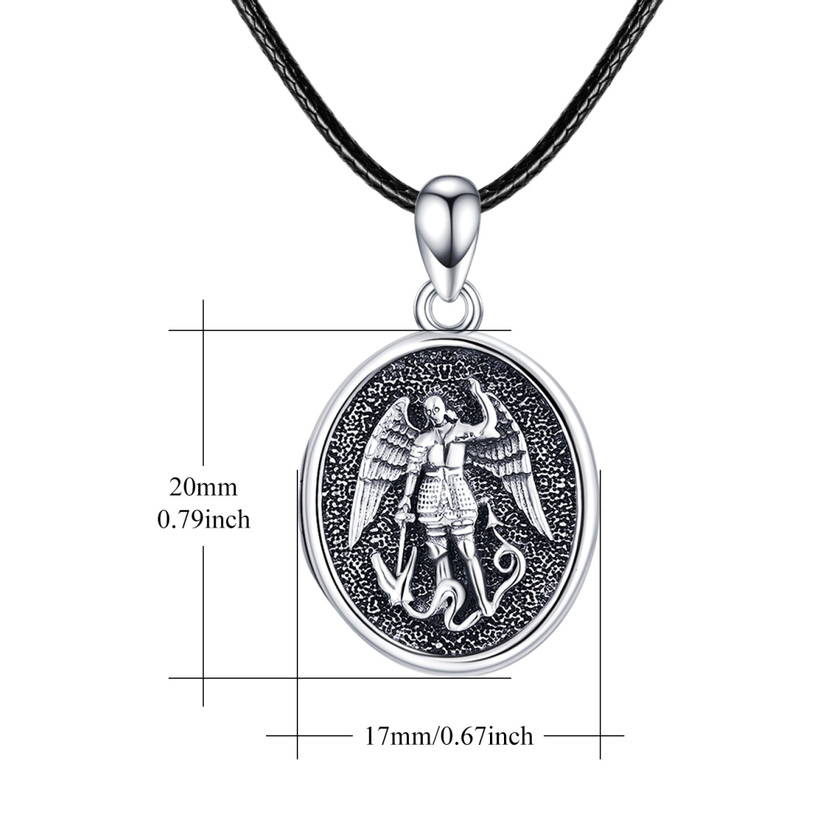 Sterling Silver Saint Michael Personalized Photo Locket Necklace With Engraved Word For Man-6