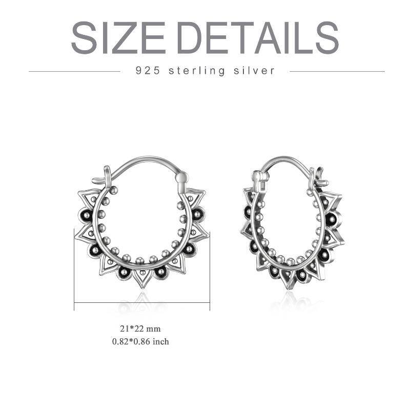 Sterling Silver Lotus Hoop Earrings-6