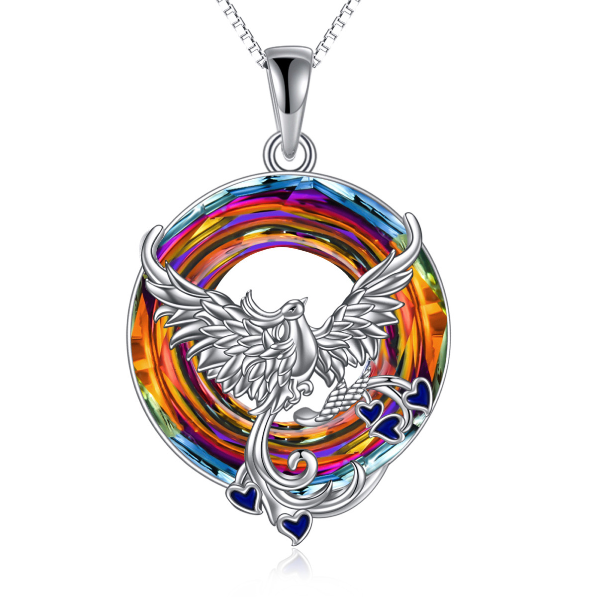 Collier avec pendentif en cristal Phoenix en argent sterling-1