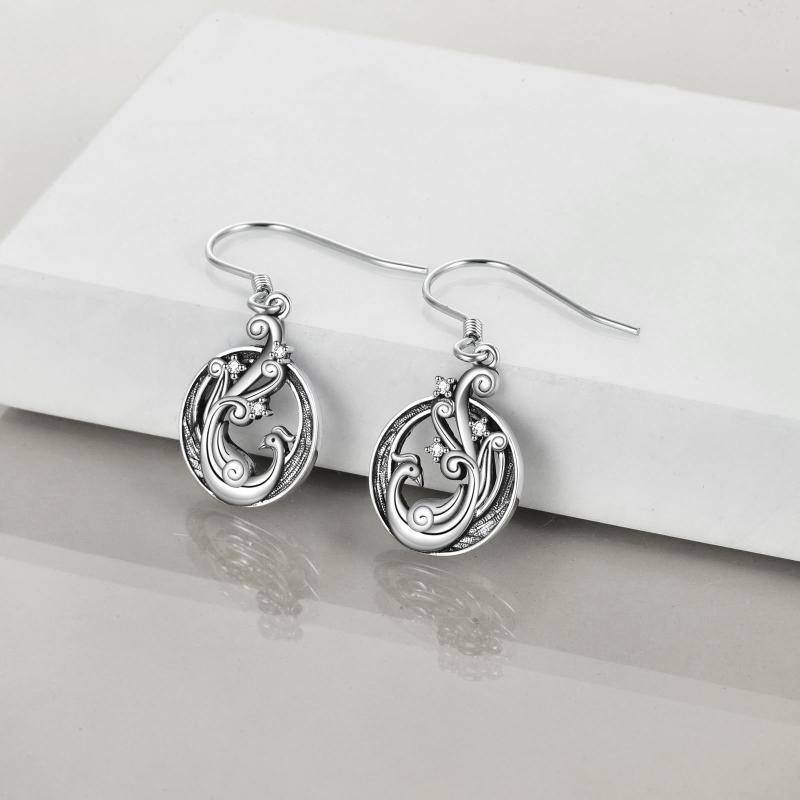 Sterling Silver Phoenix Drop Earrings-3