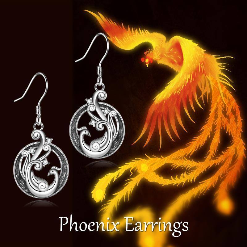 Sterling zilveren Phoenix drop oorbellen-6