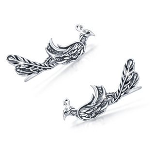 Sterling Silver Phoenix Climber Earrings for Women-38