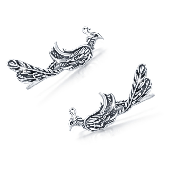 Sterling Silver Phoenix Climber Earrings for Women