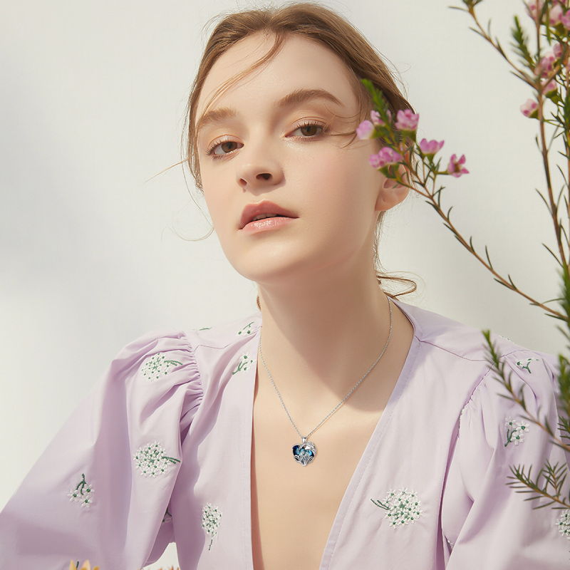 Colar com pingente de phoenix de cristal de prata esterlina, joia para presente para mulheres-2