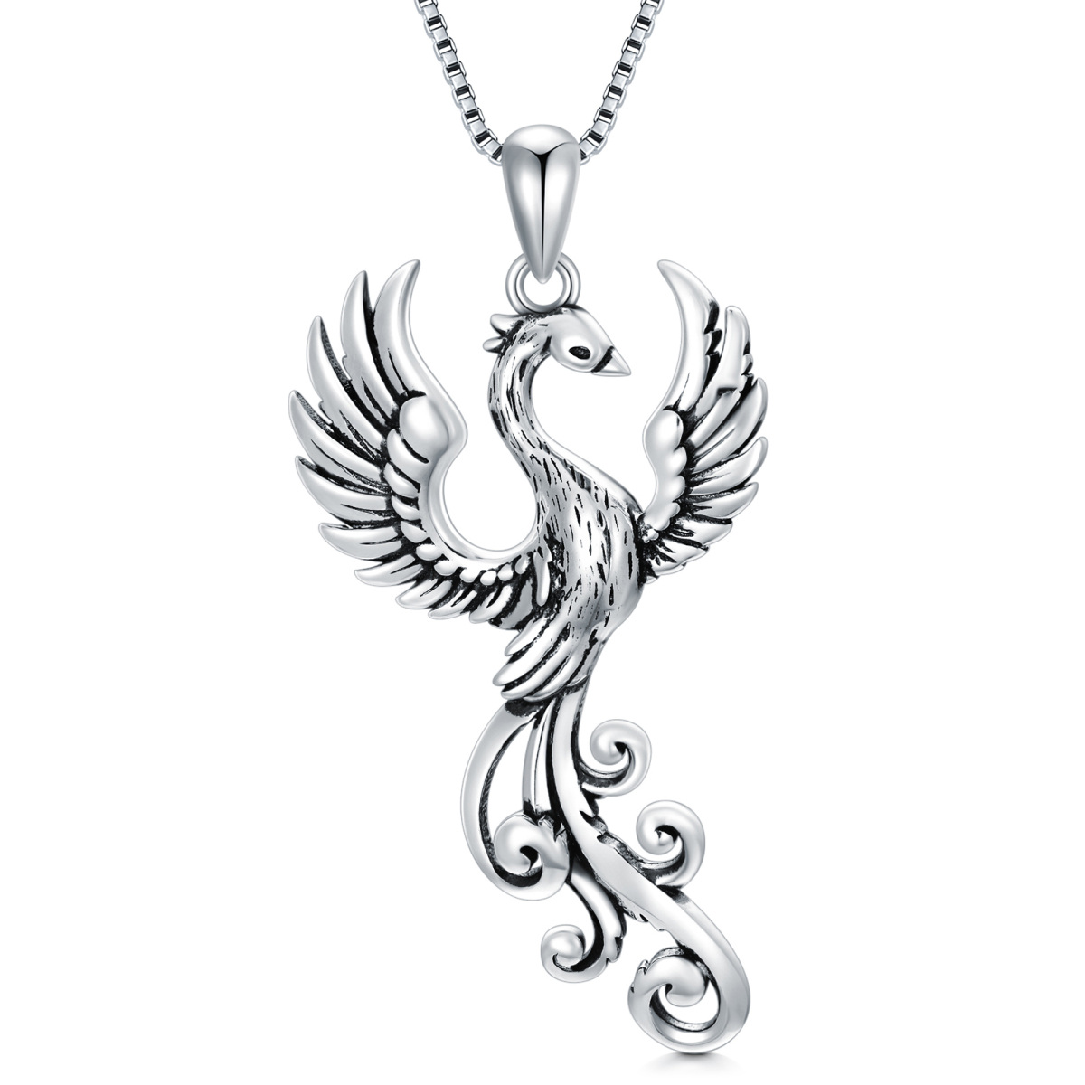 Sterling Silber Phoenix Anhänger Halskette mit Box Kette-1