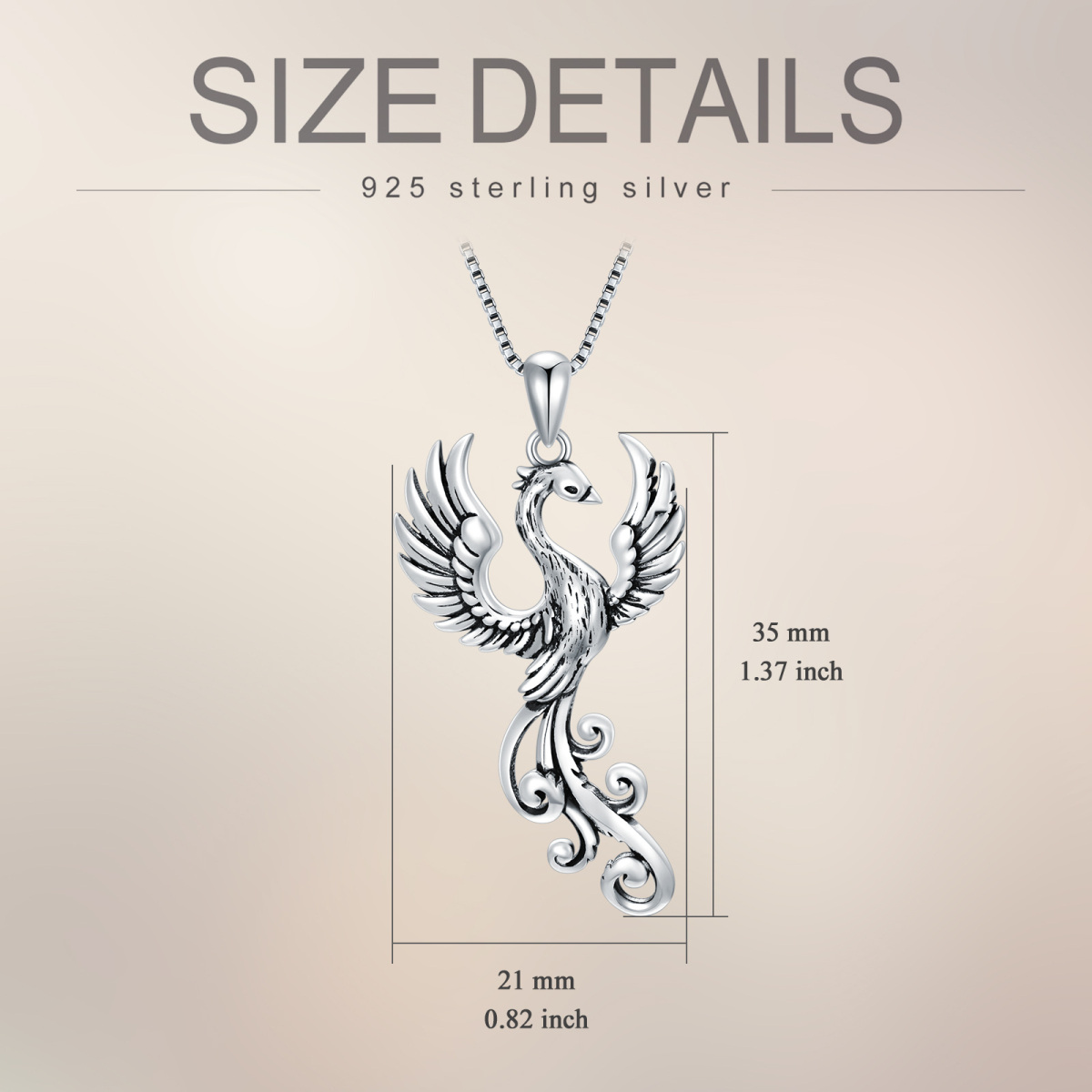 Sterling zilveren feniks hanger ketting met doos ketting-6