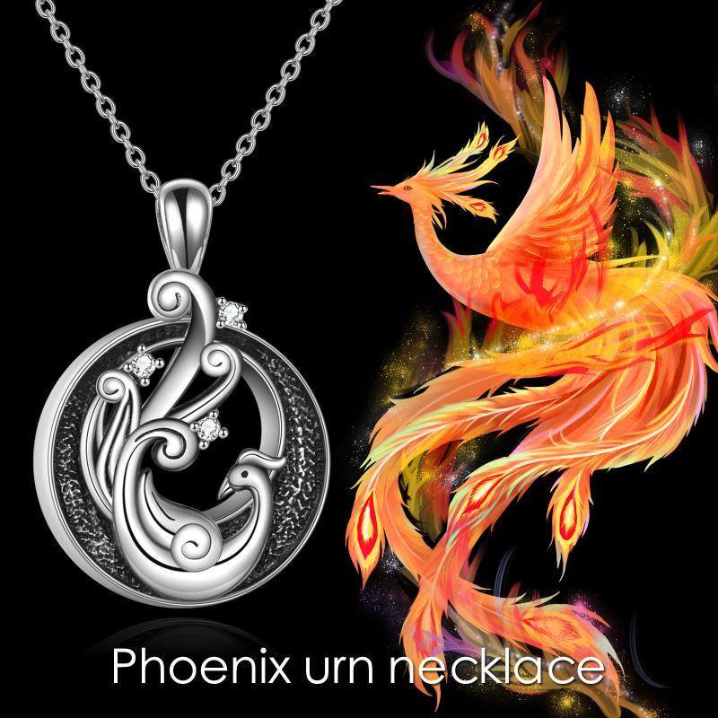 Sterling Silver Phoenix Urn Necklace for Ashes-5