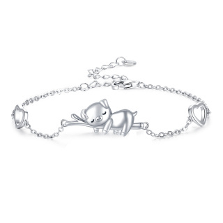 Sterling Silver Pig & Heart Charm Bracelet-19