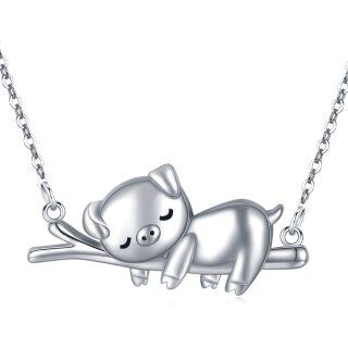 Sterling Silver Pig Piggy Pendant Necklace-13