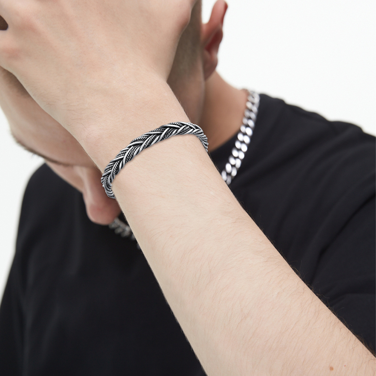 Bracelet en argent sterling pour hommes-2