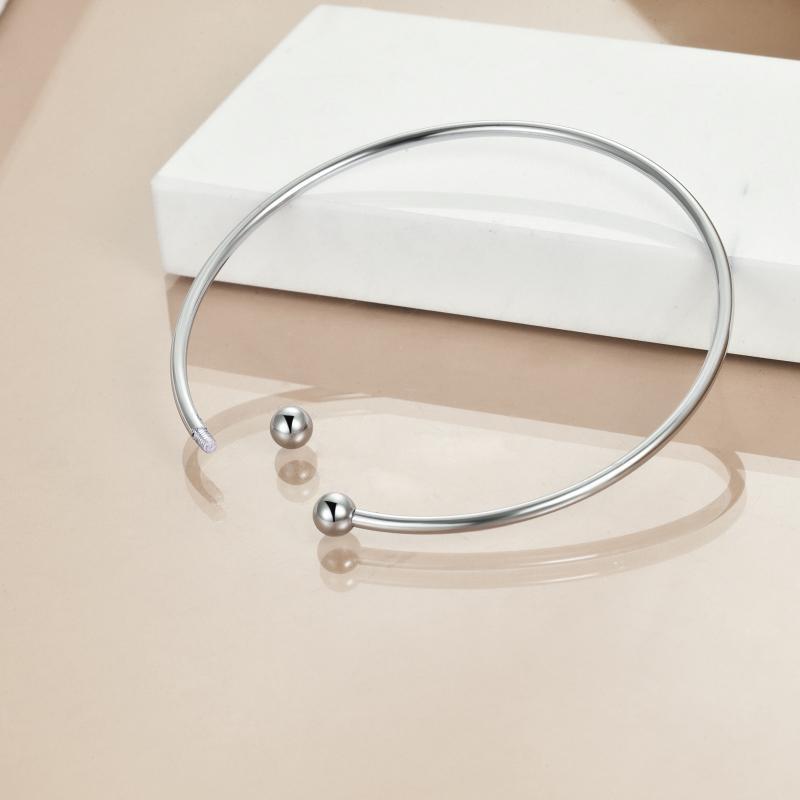 Sterling Silber Armreif einfarbig-3