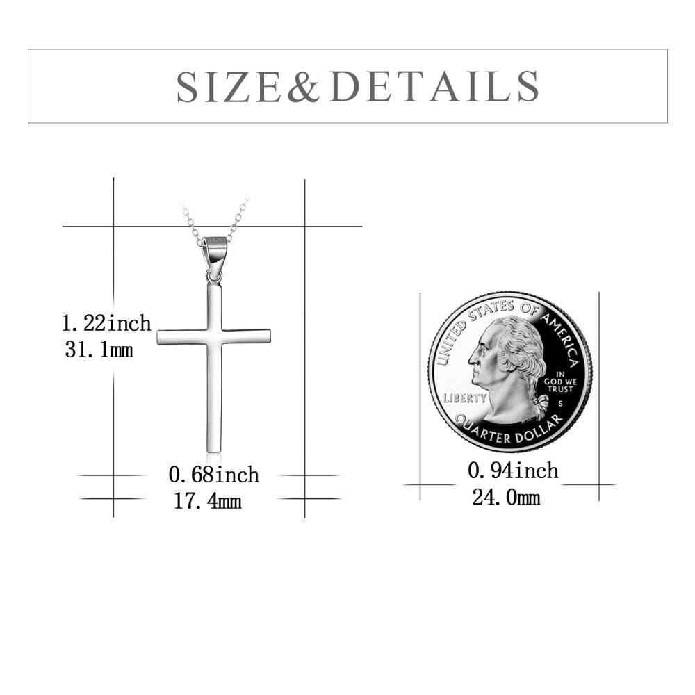 Sterling Silver Plain Cross Charm Pendant Necklace for Men Women-6