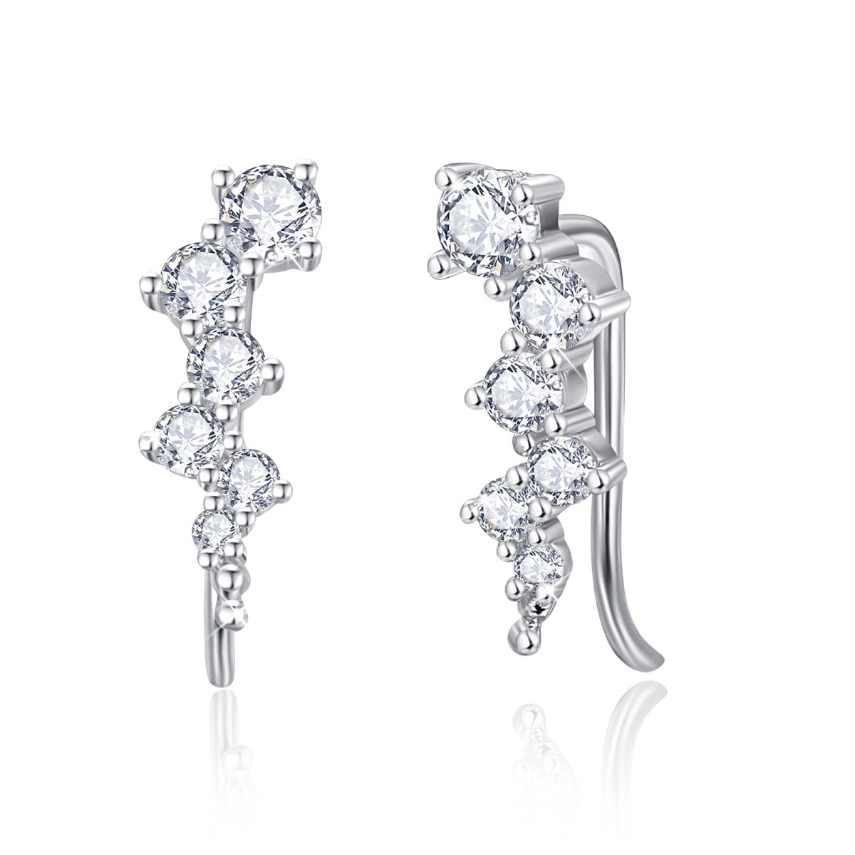 Orecchini Climber in argento sterling con zirconi cubici-1