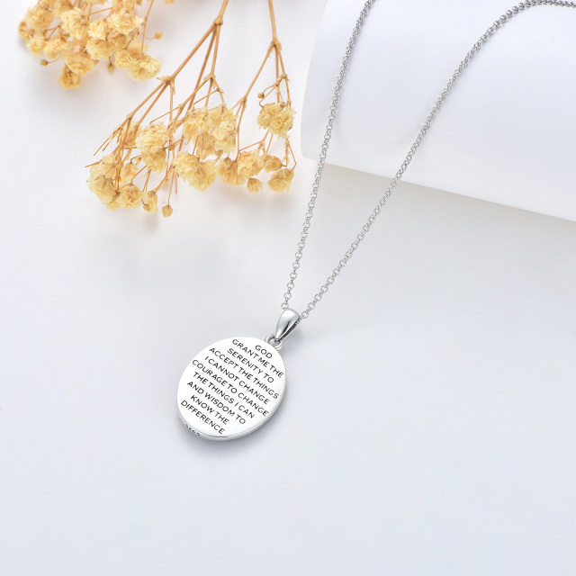 Sterling Silver Prayer Hands Pendant Necklace with Engraved Word-4