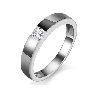 Sterling Silver Princess-square Shaped Moissanite Engagement Ring for Men-4