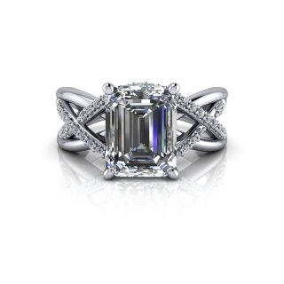 Sterling Silver Princess-square Shaped Moissanite Square Engagement Ring-25