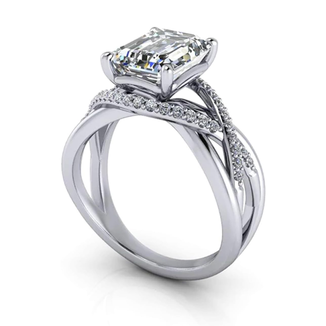 Bague de fiançailles carrée en moissanite en forme de carré de princesse en argent sterling-3