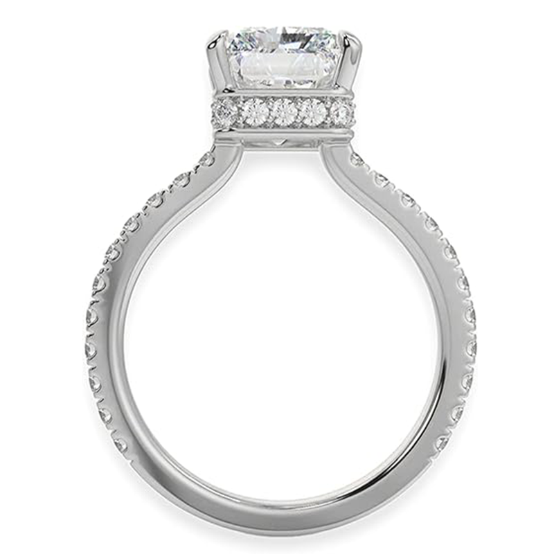 Sterling Silver Princess-square Shaped Moissanite Square Engagement Ring-4