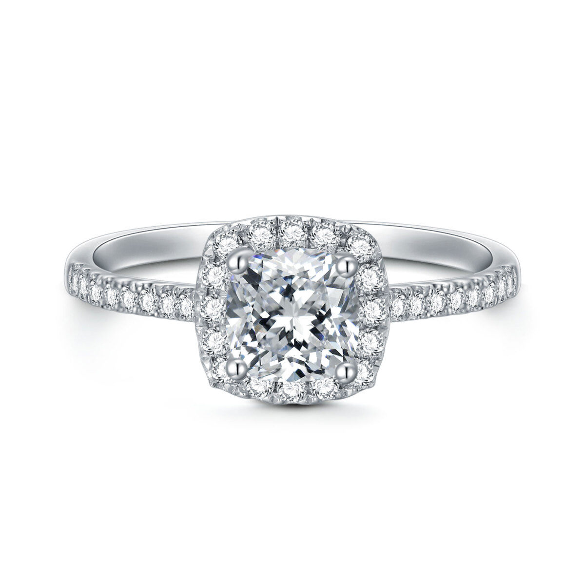 Sterling Silver Princess-square Shaped Moissanite Square Engagement Ring