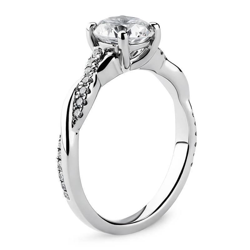 14K White Gold Princess-square Shaped Moissanite Personalized Engraving Engagement Ring-4