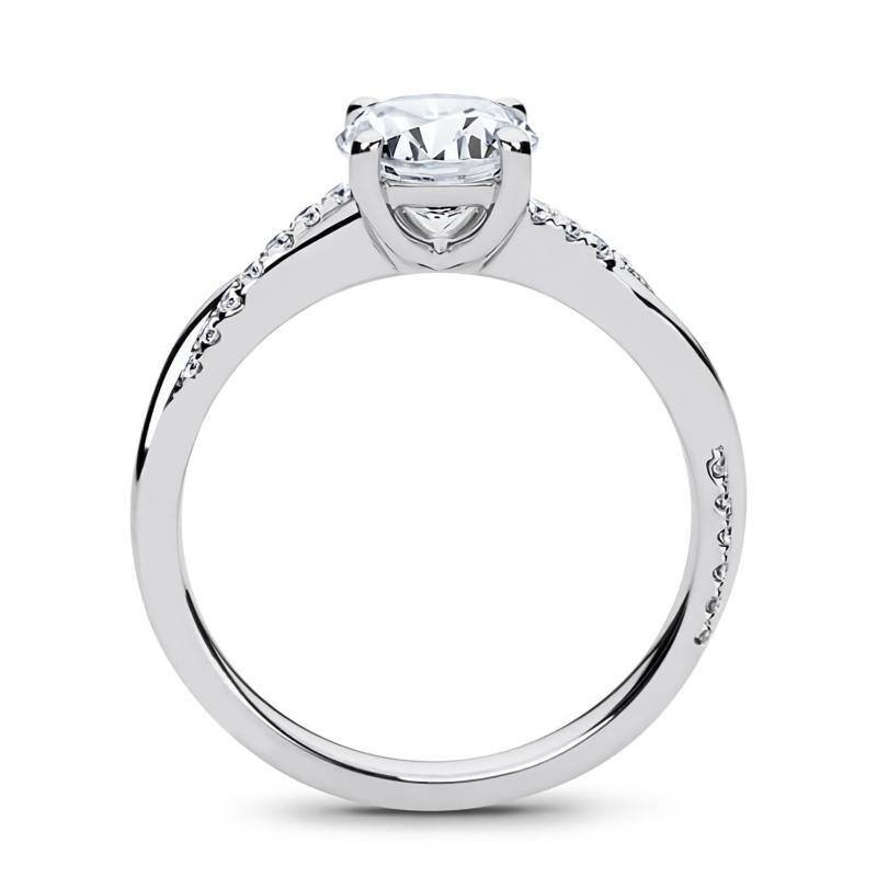 18K White Gold Princess Shaped Moissanite Personalized Engraving Engagement Ring-5