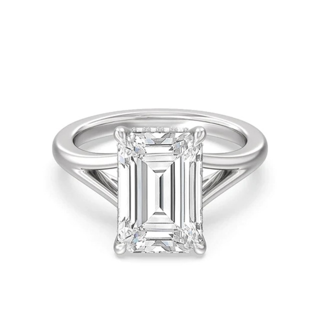 Sterling zilveren prinses-vierkante Moissanite vierkante ring-1