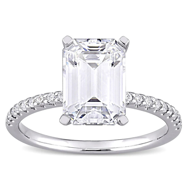 Sterling zilveren prinses-vierkante Moissanite vierkante ring-1