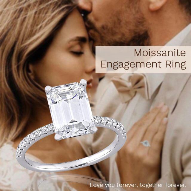 Sterling zilveren prinses-vierkante Moissanite vierkante ring-4