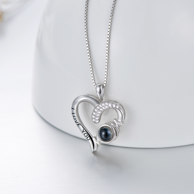 Collana con ciondolo personalizzato con pietra di proiezione in argento sterling con parola incisa-3