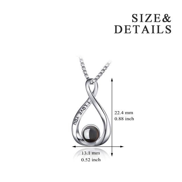 Collana con ciondolo a forma di simbolo infinito in argento 925 con parola incisa-8