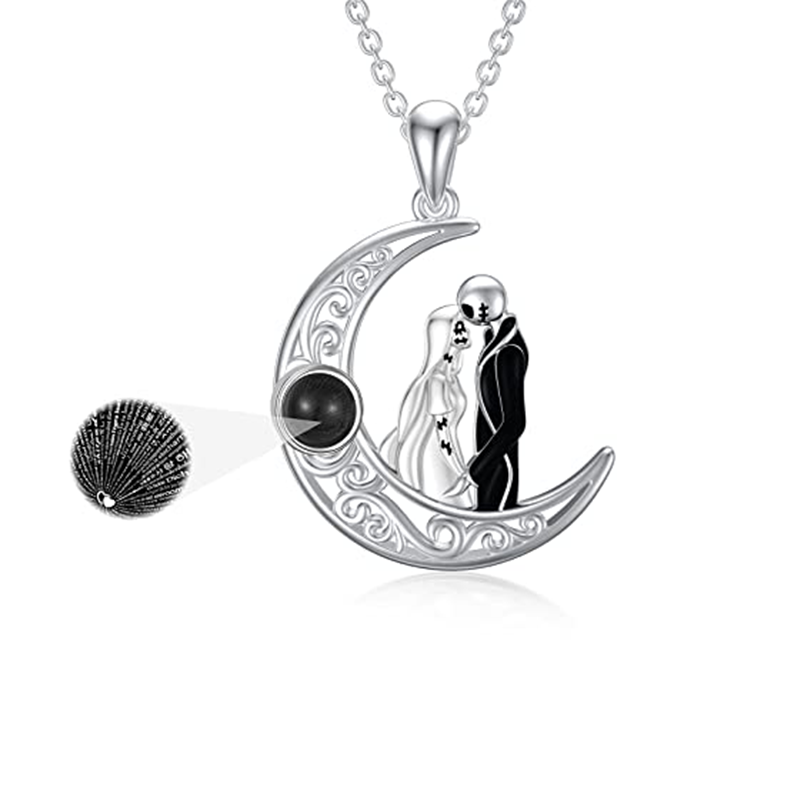 Collier avec pendentif en pierre de projection de lune en argent sterling-1