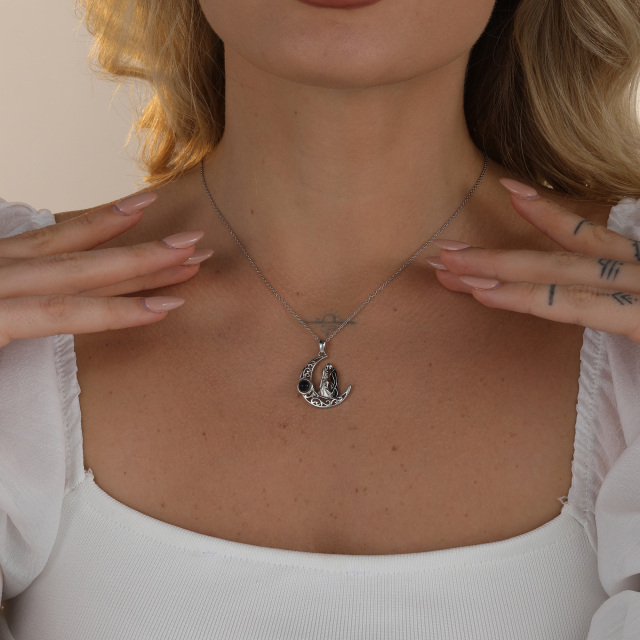 Collana con ciondolo a forma di luna in argento sterling con pietra di proiezione-3