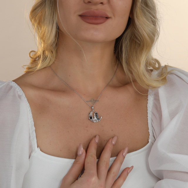 Collana con ciondolo a forma di luna in argento sterling con pietra di proiezione-4