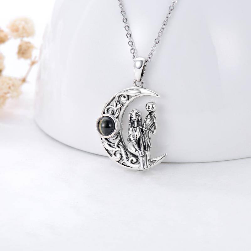 Collier pendentif lune en argent sterling avec pierre de projection-4