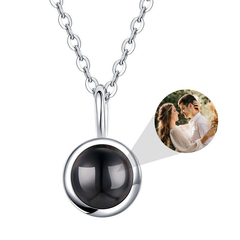 Collana con ciondolo a proiezione personalizzata in pietra di proiezione in argento sterling per le donne-1