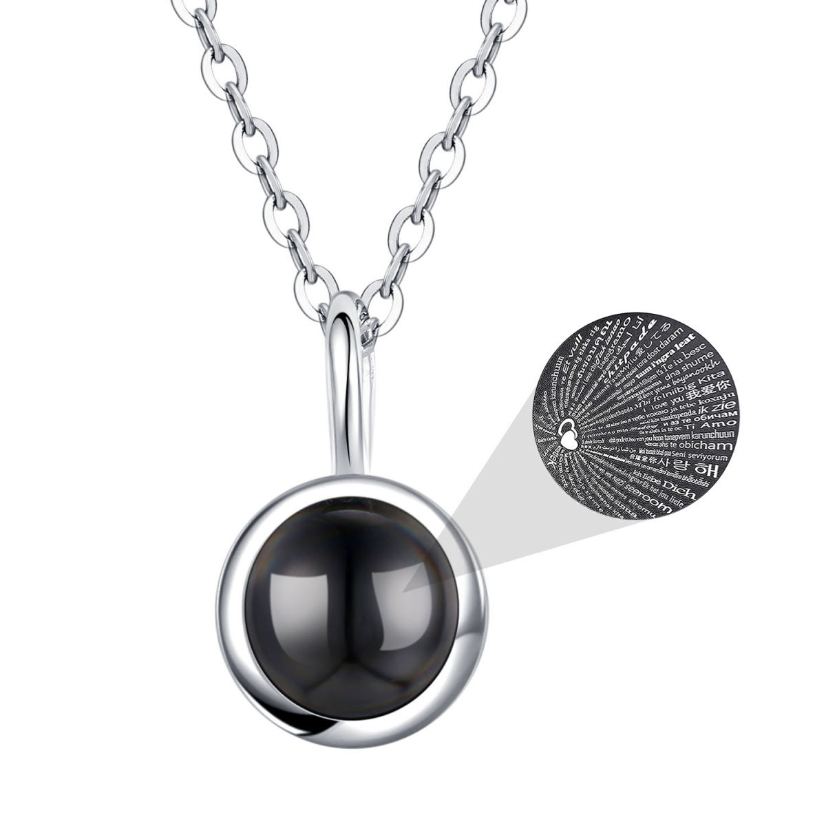 Collana con ciondolo a proiezione personalizzata in pietra di proiezione in argento sterling per le donne-3